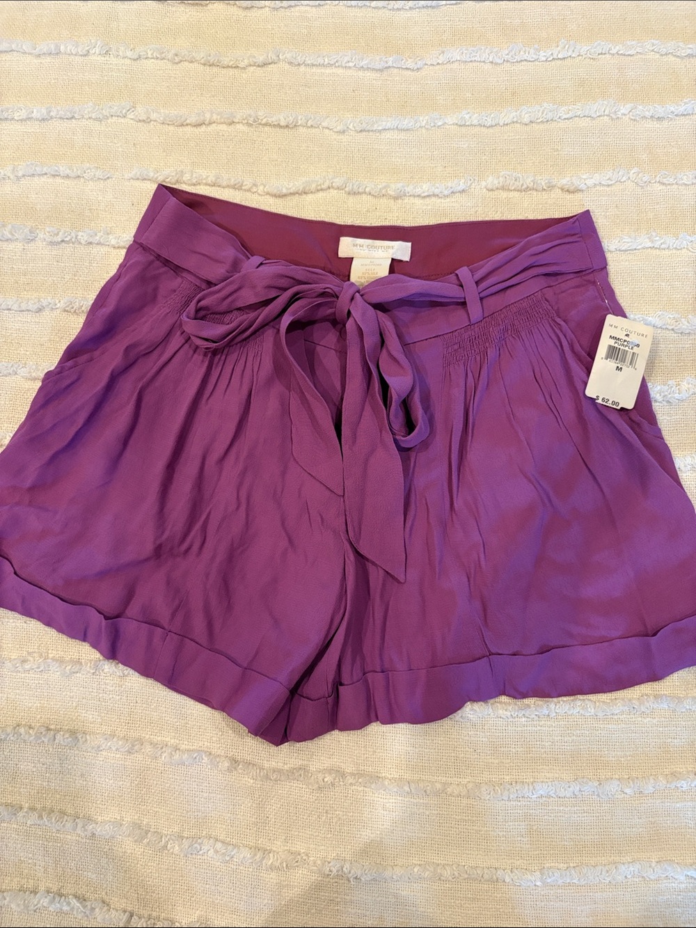 MM Couture Purple Tie-Waist High-Rise Women’s Shorts
